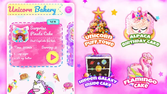 Unicorn Chef Baking! Cooking Games for Girls android App screenshot 0